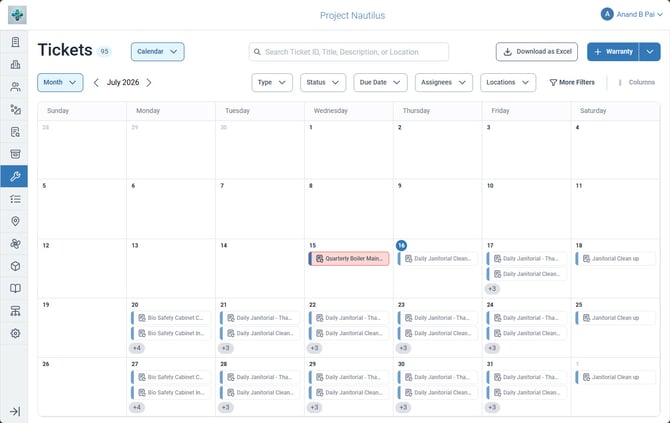 Work Orders - Calendar View