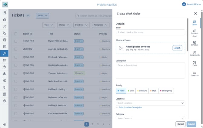 Work Orders - Create Work Order