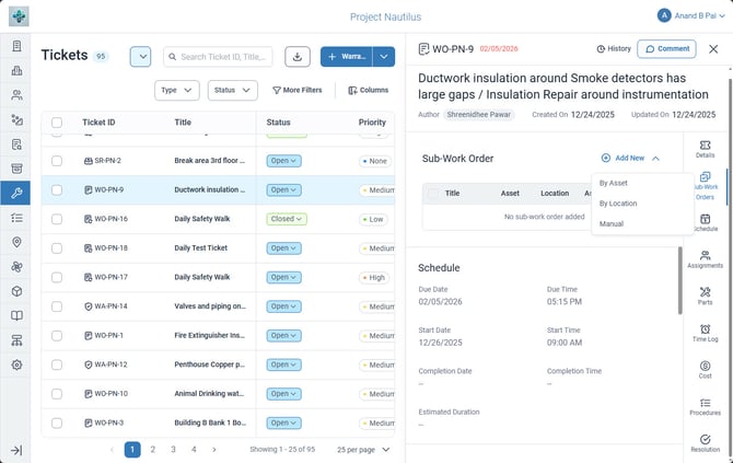 Work Orders - Sub-work order creation by
